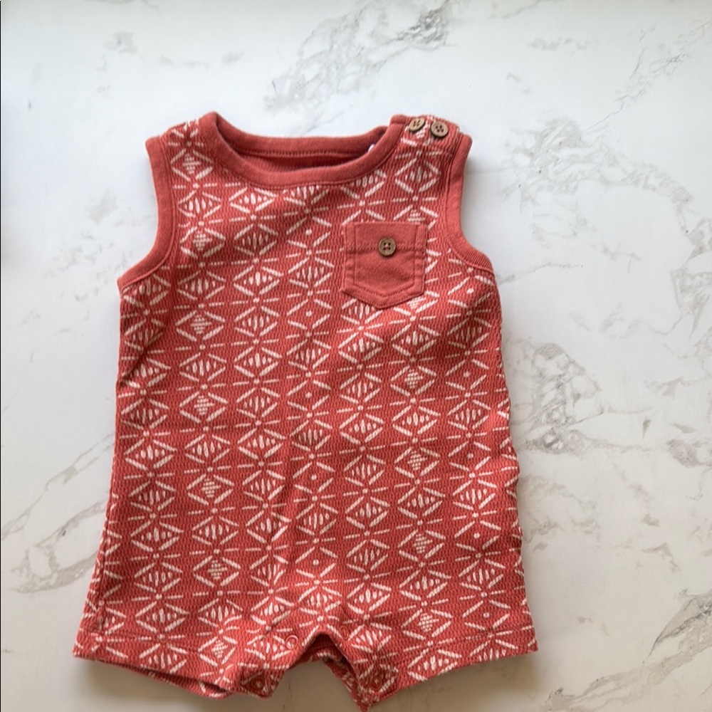 Geometric Patterned Kids One Piece - Coral